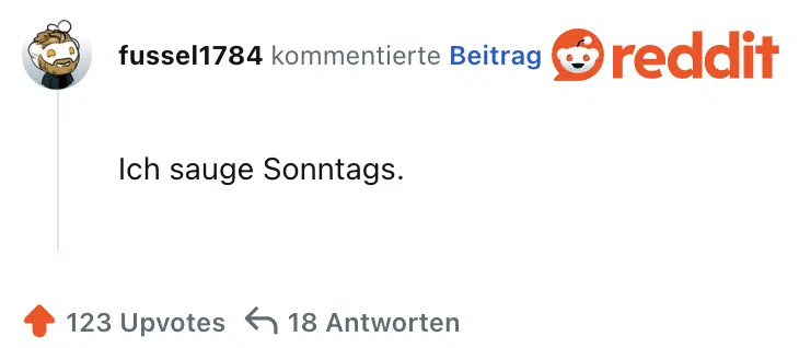 Ich sauge Sonntags.