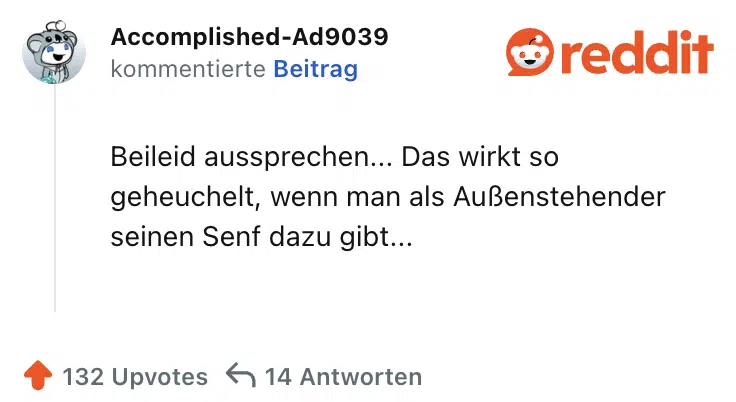 Beileid aussprechen... Das wirkt so geheuchelt, wenn man als Außenstehender seinen Senf dazu gibt...