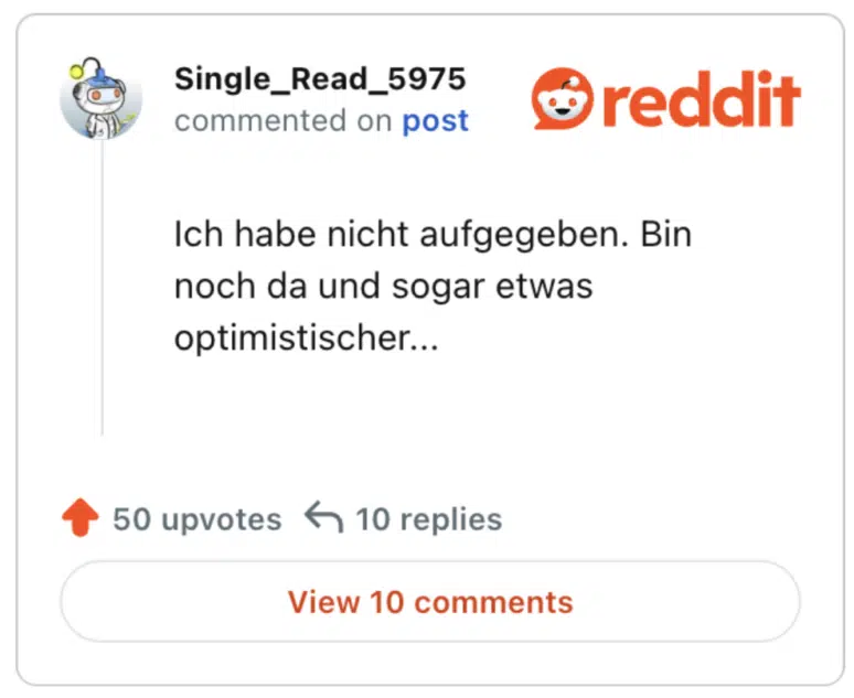 Ich habe nicht aufgegeben. Bin noch da und sogar etwas optimistischer...