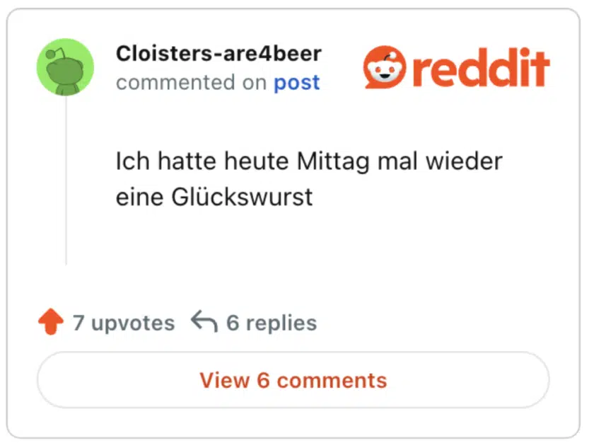 Ich hatte heute Mittag mal wieder eine Glückswurst