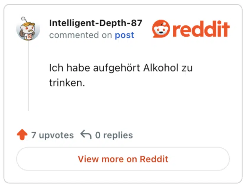 
Ich habe aufgehört Alkohol zu trinken.