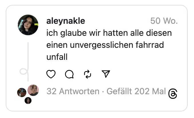 ich glaube wir hatten alle diesen einen unvergesslichen fahrrad unfall
