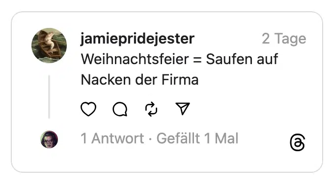 Weihnachtsfeier = Saufen auf Nacken der Firma
