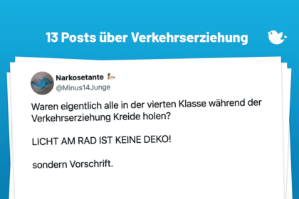Waren eigentlich alle in der vierten Klasse während der Verkehrserziehung Kreide holen? LICHT AM RAD IST KEINE DEKO! sondern Vorschrift.