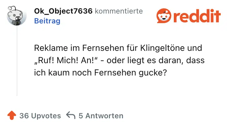 Reklame im Fernsehen für Klingeltöne und „Ruf! Mich! An!“ - oder liegt es daran, dass ich kaum noch Fernsehen gucke?