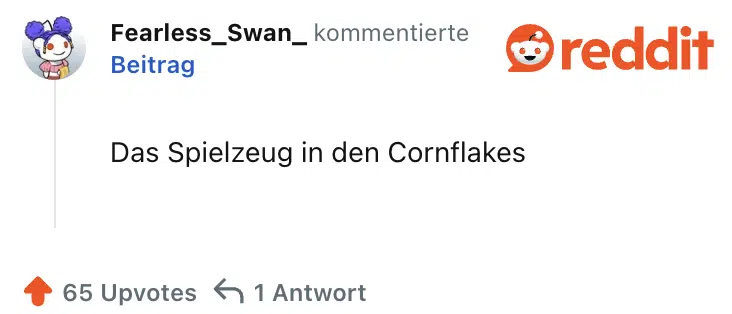 Das Spielzeug in den Cornflakes