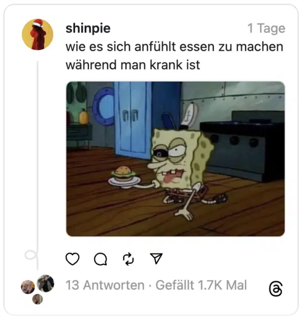 wie es sich anfühlt essen zu machen während man krank ist
