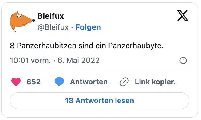 8 Panzerhaubitzen sind ein Panzerhaubyte.