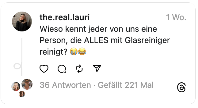 Wieso kennt jeder von uns eine Person, die ALLES mit Glasreiniger reinigt? 😭😂