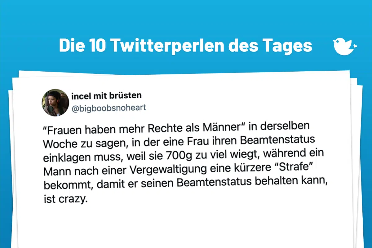 "Frauen haben mehr Rechte als Männer" in derselben Woche zu sagen, in der eine Frau ihren Beamtenstatus einklagen muss, weil sie 700g zu viel wiegt, während ein Mann nach einer Vergewaltigung eine kürzere "Strafe" bekommt, damit er seinen Beamtenstatus behalten kann, ist crazy.