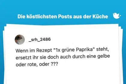 Die köstlichsten Posts aus der Küche: Wenn im Rezept "1x grüne Paprika" steht, ersetzt ihr sie doch auch durch eine gelbe oder rote, oder ???