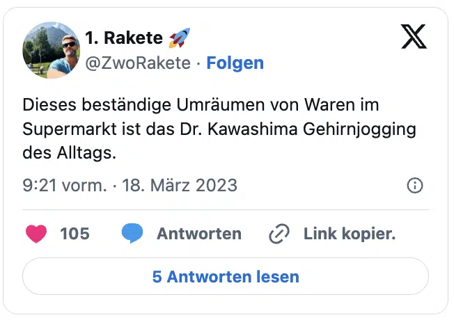 Dieses beständige Umräumen von Waren im Supermarkt ist das Dr. Kawashima Gehirnjogging des Alltags.