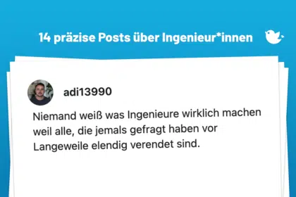 Niemand weiß was Ingenieure wirklich machen weil alle, die jemals gefragt haben vor Langeweile elendig verendet sind.