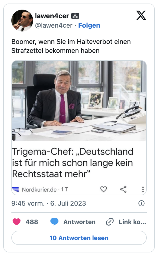 Boomer, wenn Sie im Halteverbot einen Strafzettel bekommen haben
