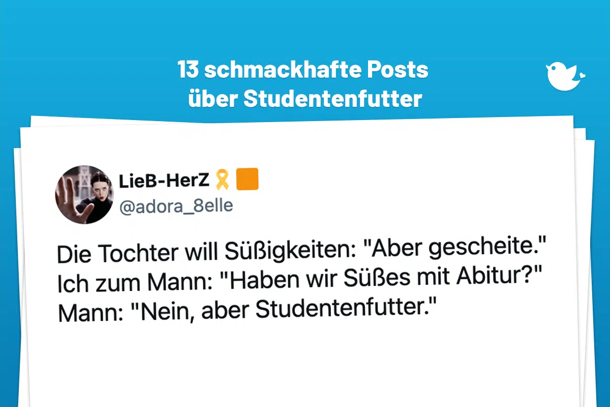 "Ich liebe Studentenfutter. Wahrscheinlich, weil ich so viel in der Uni rumhänge. Wie ist das bei Dir?" "Ich hab es mehr so mit Puffreis."