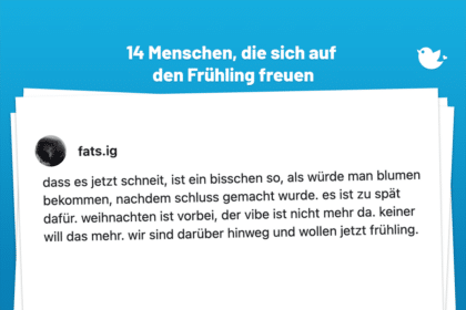 dass es jetzt schneit, ist ein bisschen so, als würde man blumen bekommen, nachdem schluss gemacht wurde. es ist zu spät dafür. weihnachten ist vorbei, der vibe ist nicht mehr da. keiner will das mehr. wir sind darüber hinweg und wollen jetzt frühling.