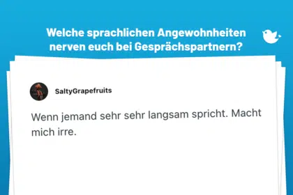 Wenn jemand sehr sehr langsam spricht. Macht mich irre.