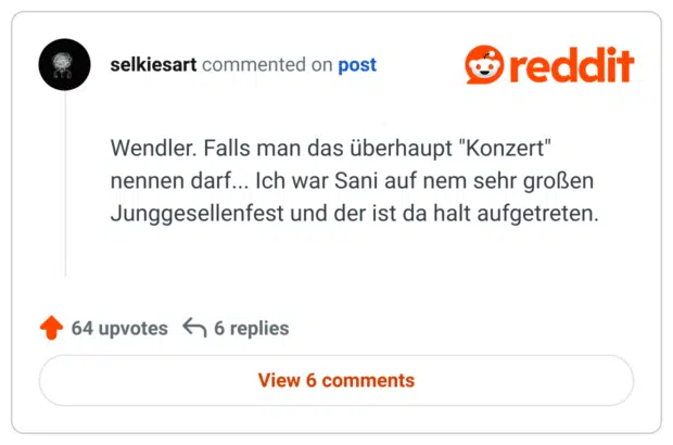 Wendler. Falls man das überhaupt "Konzert" nennen darf... Ich war Sani auf nem sehr großen Junggesellenfest und der ist da halt aufgetreten.