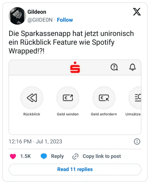 Die Sparkassenapp hat jetzt unironisch ein Rückblick Feature wie Spotify Wrapped!?!
