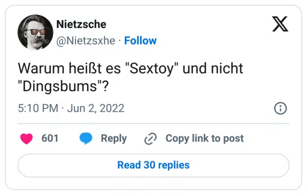 Warum heißt es "Sextoy" und nicht "Dingsbums"?
