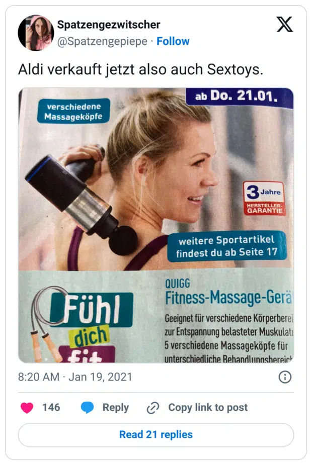 Aldi verkauft jetzt also auch Sextoys.
