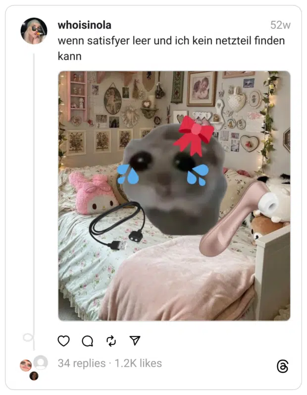 wenn satisfyer leer und ich kein netzteil finden kann
