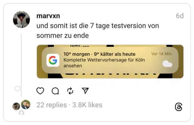 und somit ist die 7 tage testversion von sommer zu ende