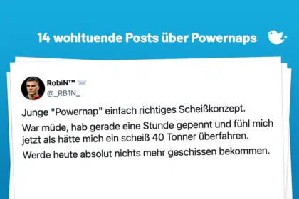 Junge "Powernap" einfach richtiges Scheißkonzept. War müde, hab gerade eine Stunde gepennt und fühl mich jetzt als hätte mich ein scheiß 40 Tonner überfahren. Werde heute absolut nichts mehr geschissen bekommen.