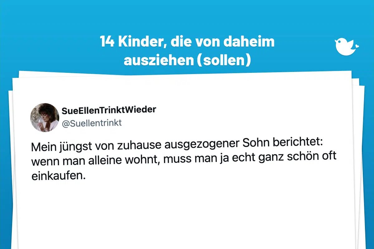Adieu, Hotel Mama: 14 Kinder, die von daheim ausziehen (sollen): Mein jüngst von zuhause ausgezogener Sohn berichtet: wenn man alleine wohnt, muss man ja echt ganz schön oft einkaufen.