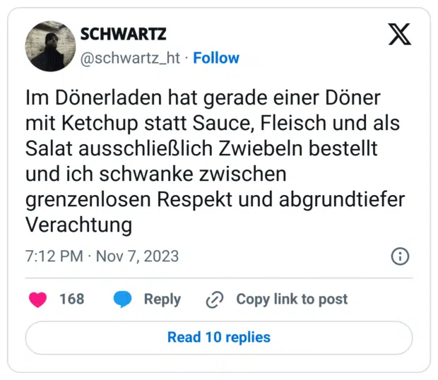 Ich lästere nicht über Leute, die vor so einer Feiertagsreihung gründlich einkaufen gehen.
Ich bewundere sie.
Bei uns gibt es heute Eis und Spinat.
Mit Ketchup.