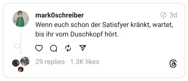 Wenn euch schon der Satisfyer kränkt, wartet, bis ihr vom Duschkopf hört.
