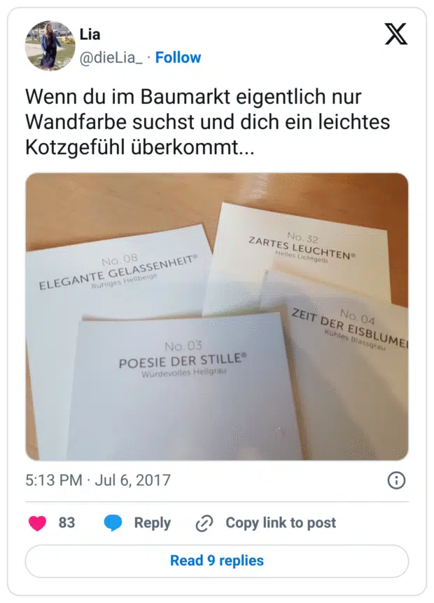 Wenn du im Baumarkt eigentlich nur Wandfarbe suchst und dich ein leichtes Kotzgefühl überkommt...
