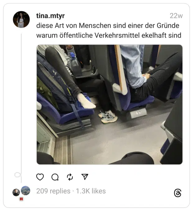 diese Art von Menschen sind einer der Gründe warum öffentliche Verkehrsmittel ekelhaft sind
