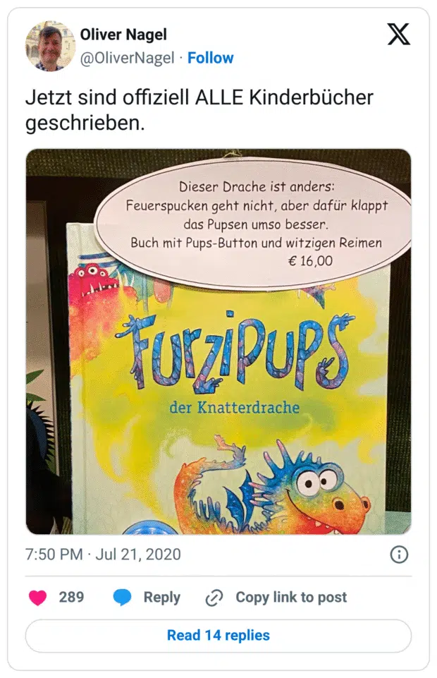 Jetzt sind offiziell ALLE Kinderbücher geschrieben.
