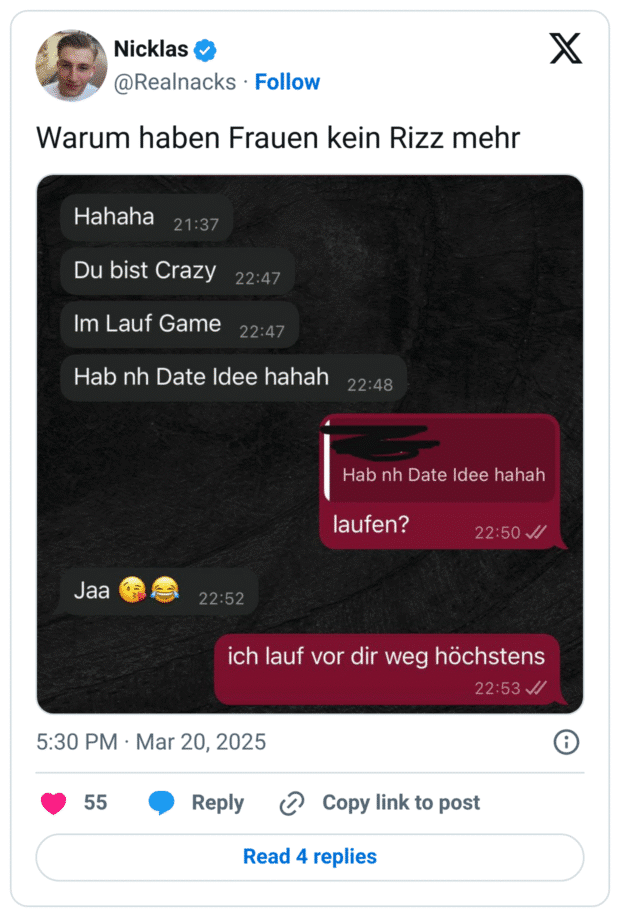 Warum haben Frauen kein Rizz mehr
