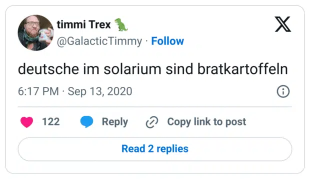 deutsche im solarium sind bratkartoffeln
