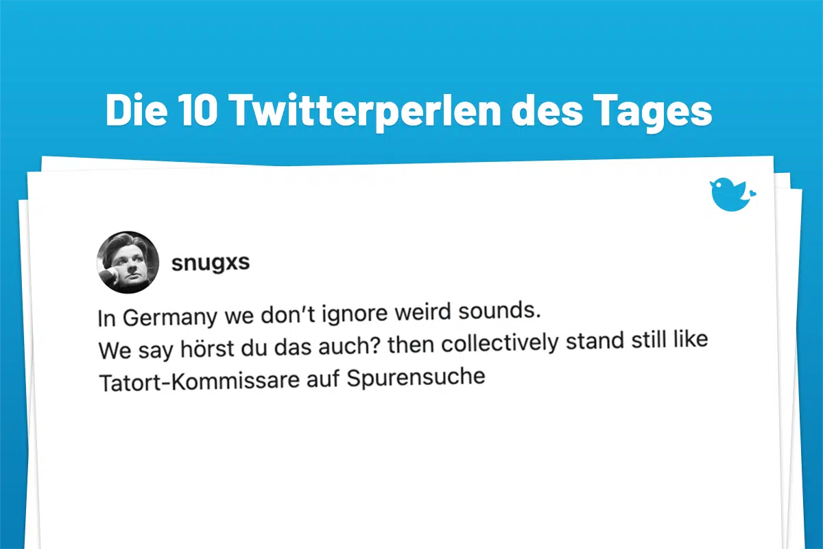 Die Twitterperlen des Tages vom 29. Mai 2025: In Germany we don’t ignore weird sounds. We say hörst du das auch? then collectively stand still like Tatort-Kommissare auf Spurensuche