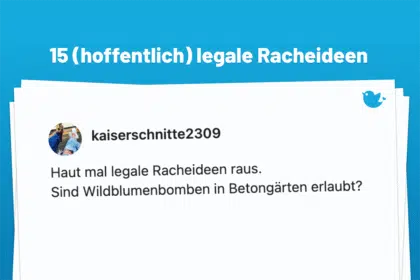Bitte nicht nachmachen: 15 mehr oder weniger legale Racheideen: Haut mal legale Racheideen raus. Sind Wildblumenbomben in Betongärten erlaubt?