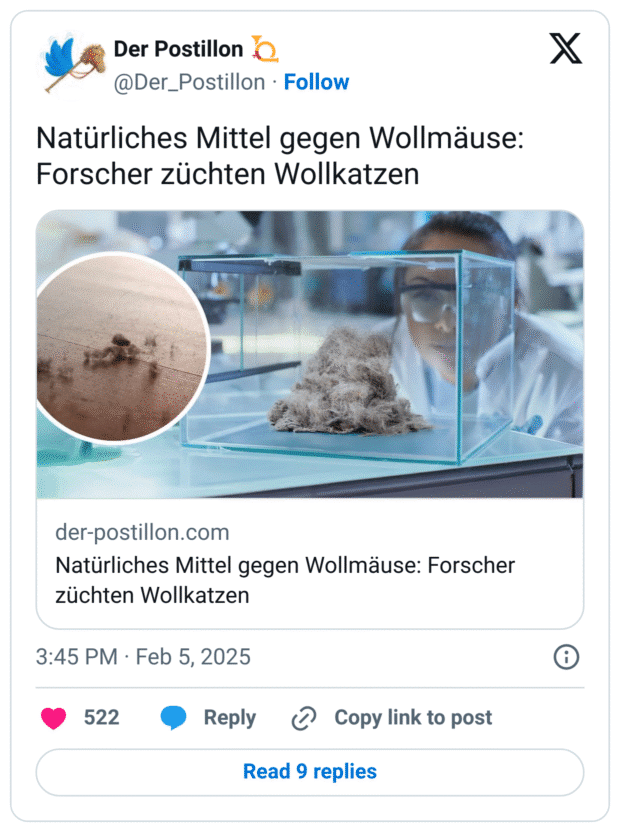 Natürliches Mittel gegen Wollmäuse: Forscher züchten Wollkatzen https://t.co/nETUfPS4rT