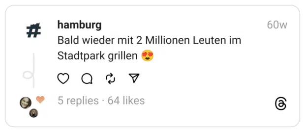 Bald wieder mit 2 Millionen Leuten im Stadtpark grillen 😍