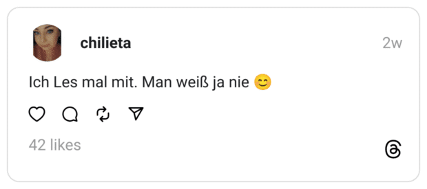 Ich Les mal mit. Man weiß ja nie 😊
