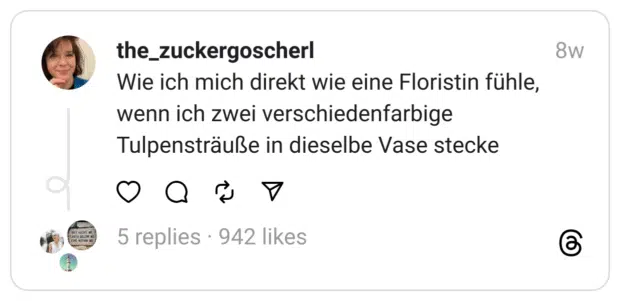 Wie ich mich direkt wie eine Floristin fühle, wenn ich zwei verschiedenfarbige Tulpensträuße in dieselbe Vase stecke
