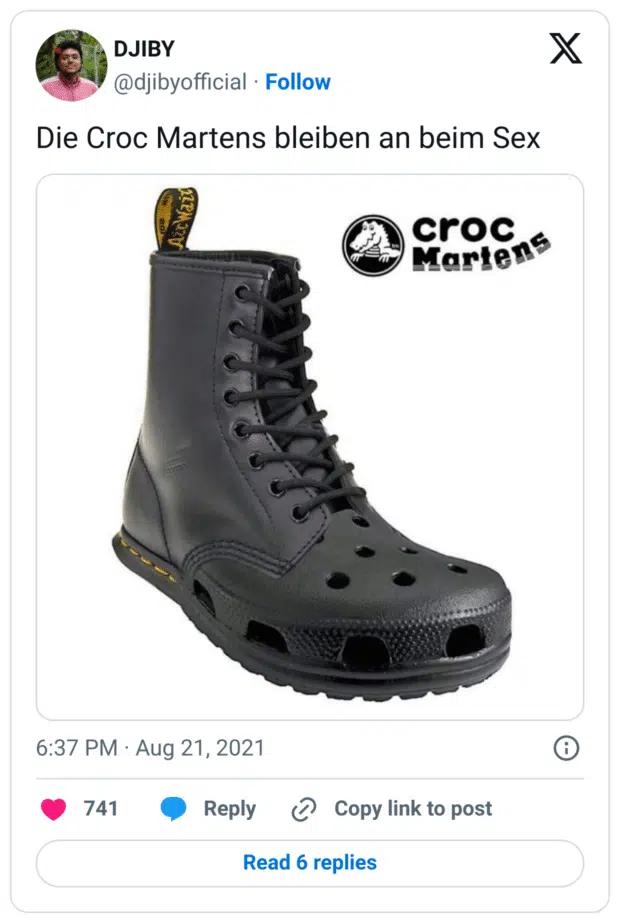 Die Croc Martens bleiben an beim Sex
