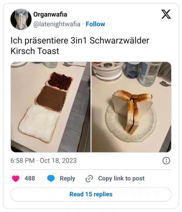 Ich präsentiere 3in1 Schwarzwälder Kirsch Toast
