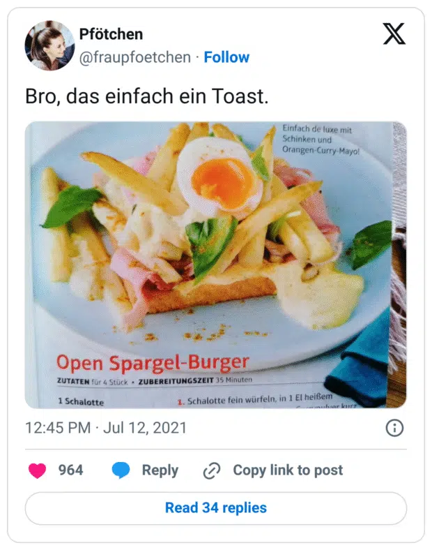 Bro, das einfach ein Toast.
