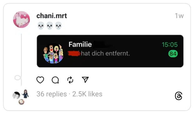 Familie hat dich entfernt.