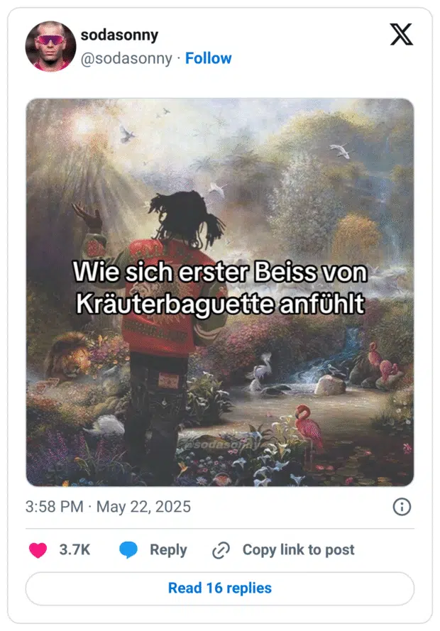 Wie sich der erste Biss vom Kräuterbaguette anfühlt