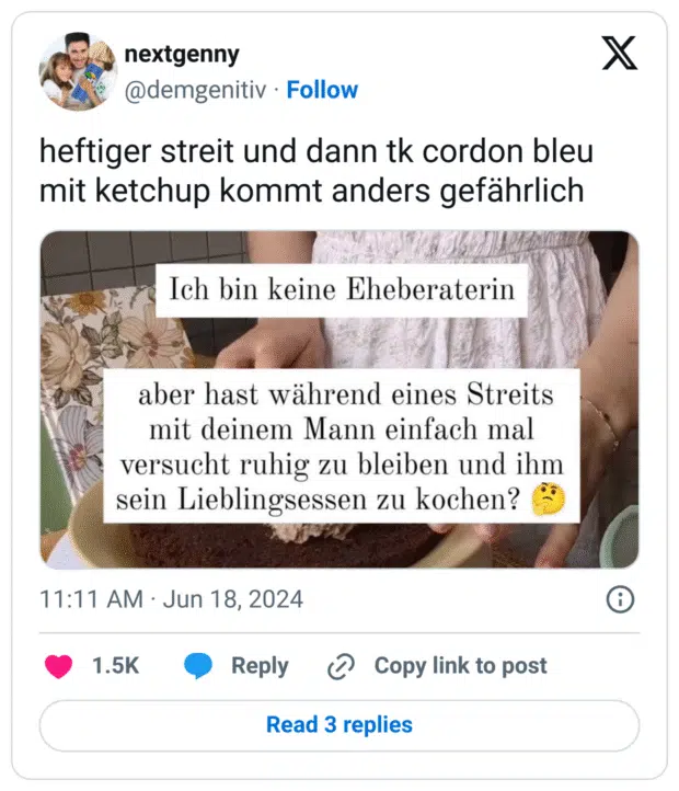 heftiger streit und dann tk cordon bleu mit ketchup kommt anders gefährlich