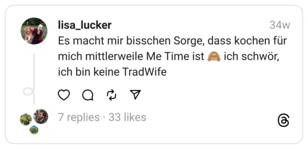 Es macht mir bisschen Sorge, dass kochen für mich mittlerweile Me Time ist 🙈 ich schwör, ich bin keine TradWife