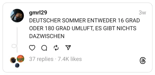 DEUTSCHER SOMMER ENTWEDER 16 GRAD ODER 180 GRAD UMLUFT, ES GIBT NICHTS DAZWISCHEN